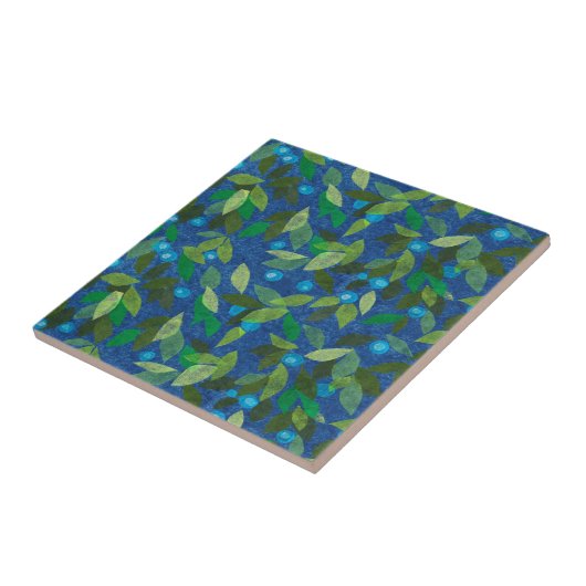 Blauwe bessen Minimale Floral Pattern Eenvoudige B Tegeltje (Zijkant)