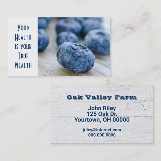 Blauwe bessen op Barnwood Visitekaartje (Voorkant / Achterkant)