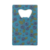 Blauwe bessen op blauw creditkaart flessenopener (Achterkant)