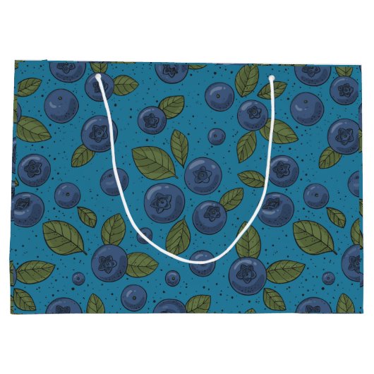 Blauwe bessen op blauw groot cadeauzakje (Achterkant)