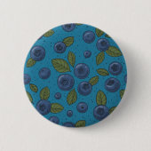 Blauwe bessen op blauw ronde button 5,7 cm (Voorkant)