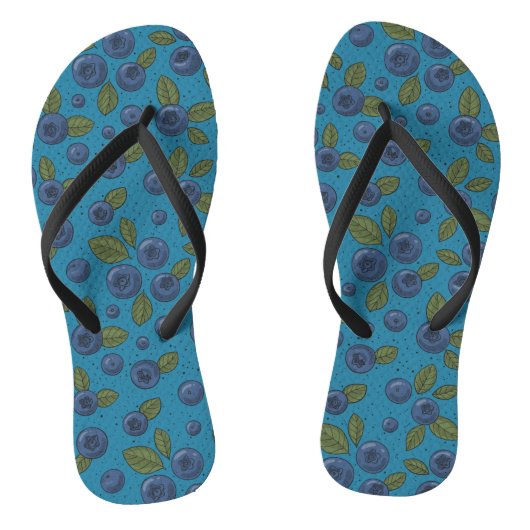 Blauwe bessen op blauw teenslippers (Voetbed)