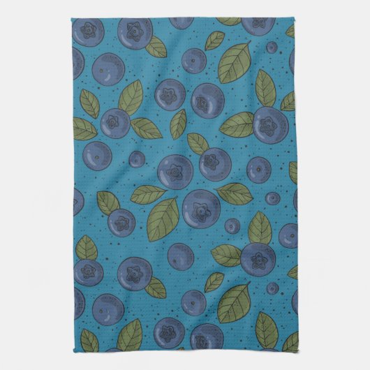 Blauwe bessen op blauw theedoek (Verticaal)