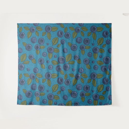 Blauwe bessen op blauw wandkleed (Voorkant (horizontaal))