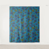 Blauwe bessen op blauw wandkleed (Voorkant)