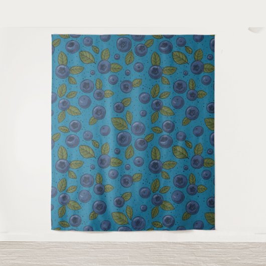 Blauwe bessen op blauw wandkleed (Voorkant)