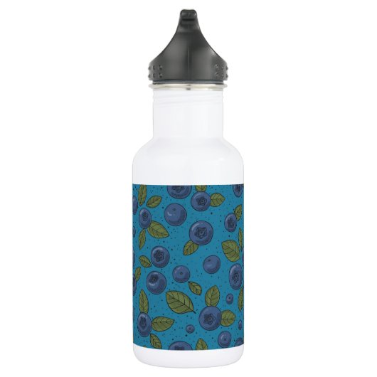 Blauwe bessen op blauw waterfles  (Rechts)