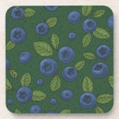 Blauwe bessen op donkergroen bier onderzetter (Voorkant)