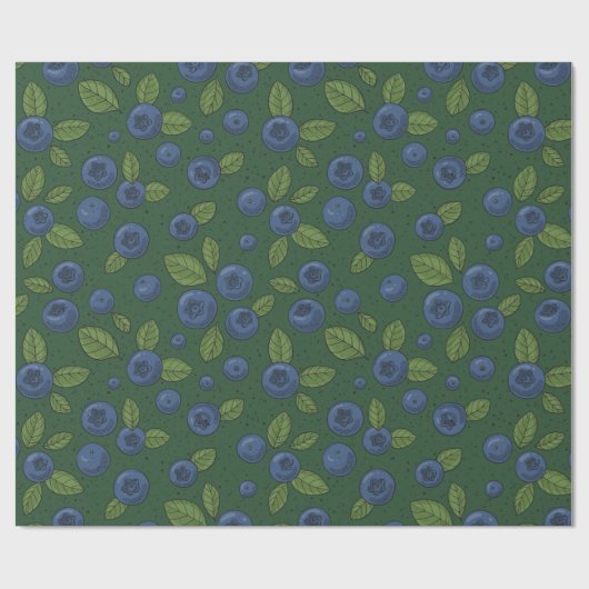 Blauwe bessen op donkergroen cadeaupapier (Vlak)
