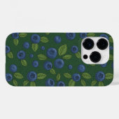 Blauwe bessen op donkergroen Case-Mate iPhone case (Achterkant (horizontaal))
