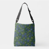 Blauwe bessen op donkergroen crossbody tas (Voorkant)