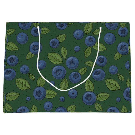 Blauwe bessen op donkergroen groot cadeauzakje (Voorkant)
