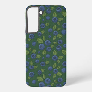 Blauwe bessen op donkergroen samsung galaxy hoesje