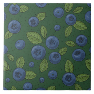 Blauwe bessen op donkergroen tegeltje