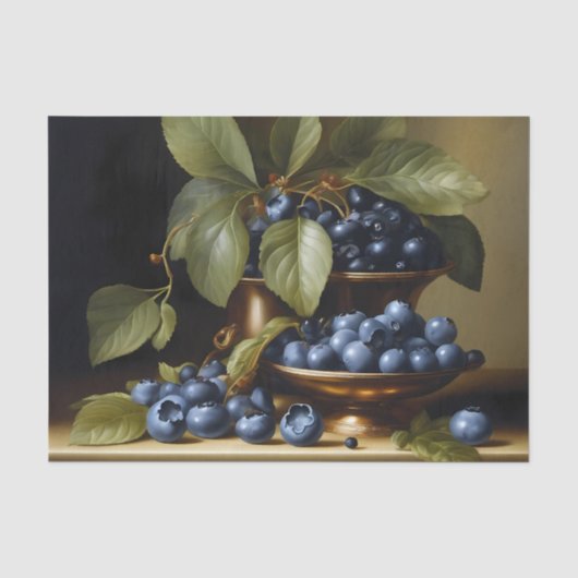 Blauwe bessen op een tafel tissuepapier (Voorkant)