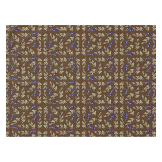 Blauwe bessen op wijnstengel bladeren bruine grond tafelkleed (Voorkant (Horizontaal))