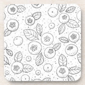 Blauwe bessen op zwart en wit bier onderzetter (Voorkant)