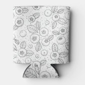 Blauwe bessen op zwart en wit blikjeskoeler (Voorkant)