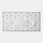 Blauwe bessen op zwart en wit bureaumat (Keyboard & Muis)