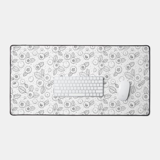 Blauwe bessen op zwart en wit bureaumat (Keyboard & Muis)