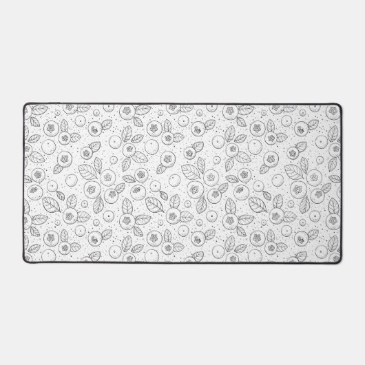 Blauwe bessen op zwart en wit bureaumat (Voorkant)