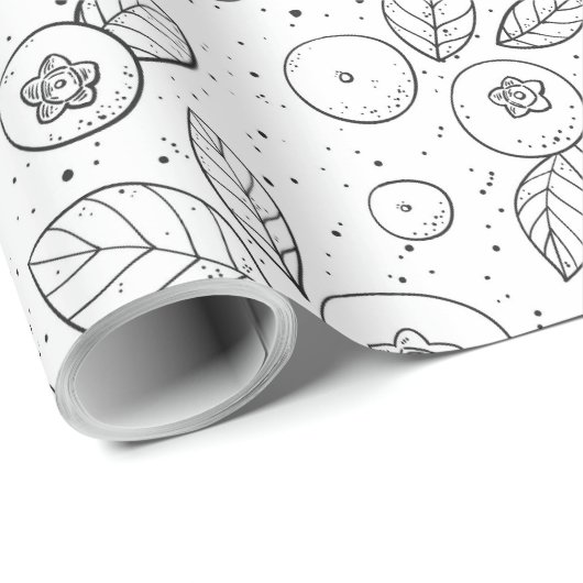 Blauwe bessen op zwart en wit cadeaupapier (Rol Hoek)