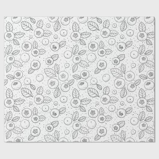 Blauwe bessen op zwart en wit cadeaupapier (Vlak)