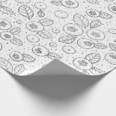 Blauwe bessen op zwart en wit cadeaupapier (Hoek)