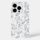 Blauwe bessen op zwart en wit Case-Mate iPhone case (Achterkant)