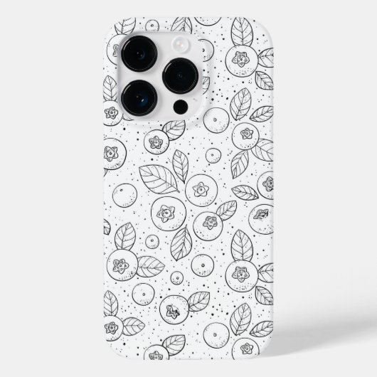 Blauwe bessen op zwart en wit Case-Mate iPhone case (Achterkant)