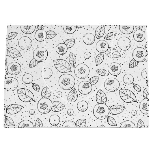 Blauwe bessen op zwart en wit groot cadeauzakje (Voorkant)