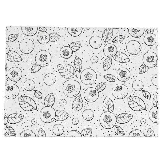 Blauwe bessen op zwart en wit groot cadeauzakje (Achterkant)