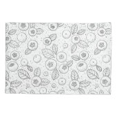 Blauwe bessen op zwart en wit kussensloop (Achterkant-Links)