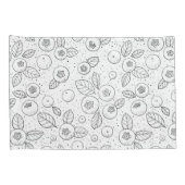 Blauwe bessen op zwart en wit kussensloop (Achterkant-Rechts)