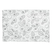 Blauwe bessen op zwart en wit kussensloop (Voorkant-Links)