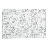 Blauwe bessen op zwart en wit kussensloop (Voorkant-Rechts)