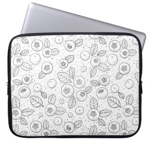 Blauwe bessen op zwart en wit laptop sleeve