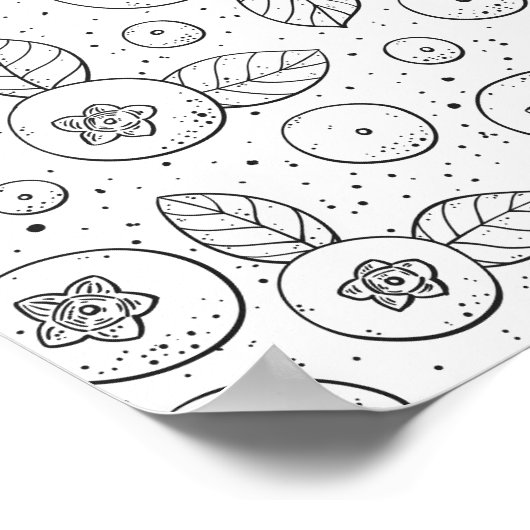 Blauwe bessen op zwart en wit poster (Hoek)