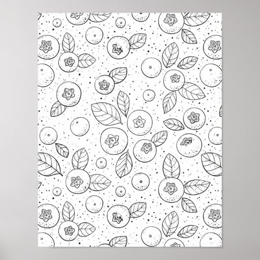 Blauwe bessen op zwart en wit poster (Voorkant)