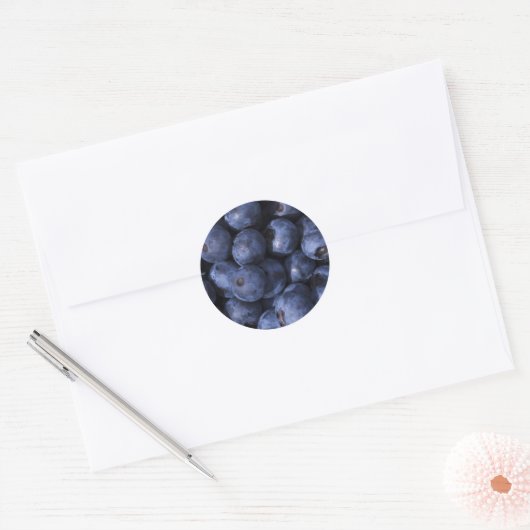 Blauwe bessen! ronde sticker (Envelop)