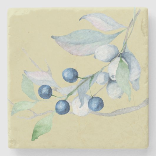 Blauwe bessen stenen onderzetter (Voorkant)