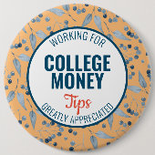 Blauwe bessen Tips gewaardeerd | Studiegeld Ronde Button 6,0 Cm (Voorkant)