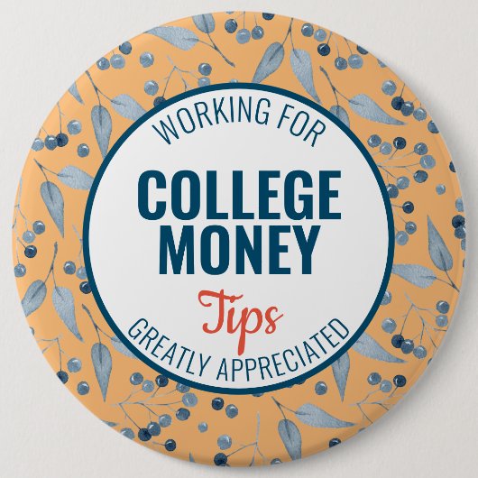 Blauwe bessen Tips gewaardeerd | Studiegeld Ronde Button 6,0 Cm (Voorkant)