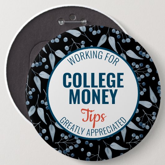 Blauwe bessen Tips gewaardeerd | Studiegeld Ronde Button 6,0 Cm (Voorkant /achterkant)