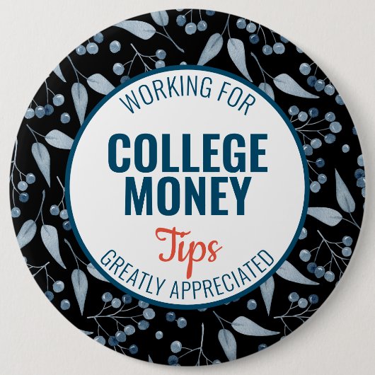 Blauwe bessen Tips gewaardeerd | Studiegeld Ronde Button 6,0 Cm (Voorkant)