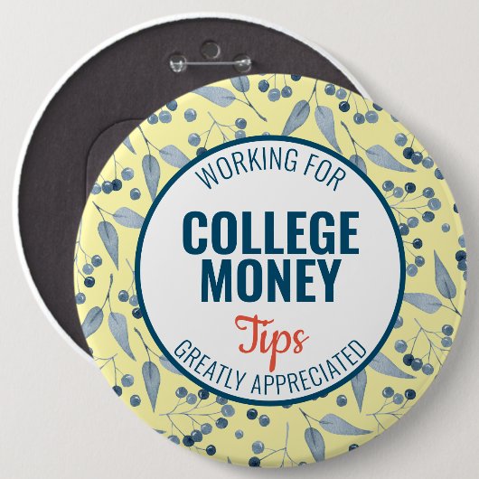 Blauwe bessen Tips gewaardeerd | Studiegeld Ronde Button 6,0 Cm (Voorkant /achterkant)