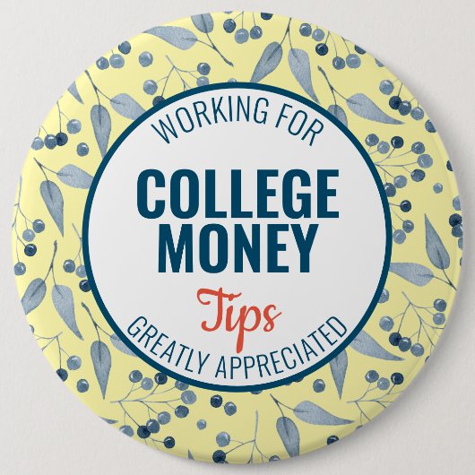 Blauwe bessen Tips gewaardeerd | Studiegeld Ronde Button 6,0 Cm (Voorkant)