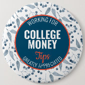 Blauwe bessen Tips gewaardeerd | Studiegeld Ronde Button 6,0 Cm (Voorkant)