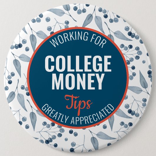 Blauwe bessen Tips gewaardeerd | Studiegeld Ronde Button 6,0 Cm (Voorkant)