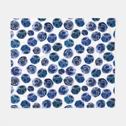 Blauwe bessen: waterverf geïllustreerd patroon. fleece deken (Voorkant (Horizontaal))